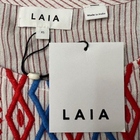 Anthropologie Laia Striped Embroidered Drawstring Tank Dress Size XS - Picture 7 of 7